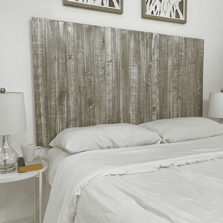 Barn Walls California King Headboard Graywash Finish Solid Wood Wall Mount with Smooth Natural Wood Grain