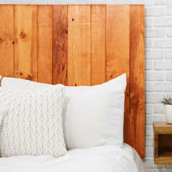 Barn Walls Monarch Orange Headboard Stain, Country Design, Solid Wood Headboard, Floating Panels, Wall Mount, Adjustable Height, Easy Assembly, Full Size