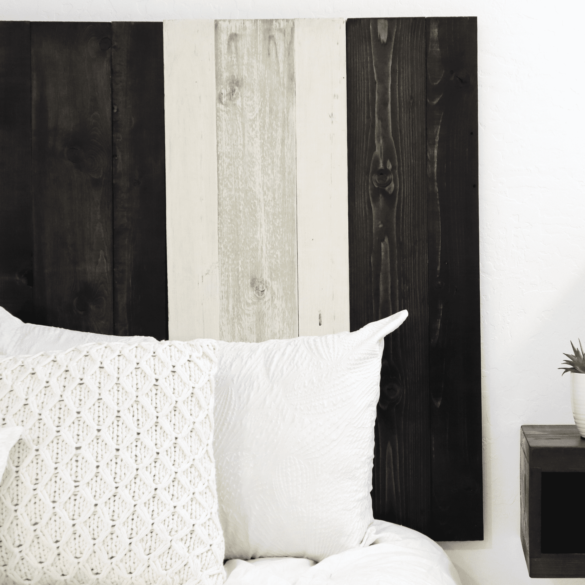 King Noir Mix Solid Wood Floating Panel Headboard