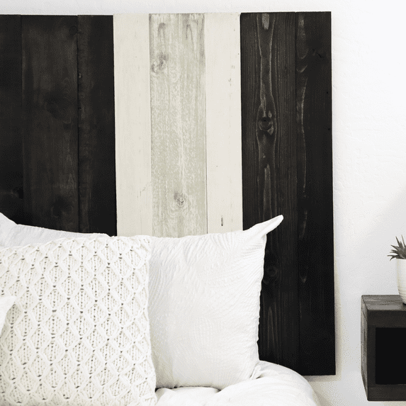 Barn Walls Noir Mix Signature Design, Multicolored Solid Wood Headboard, Floating Panels, Wall Mount, Adjustable Height, Easy Assembly, Twin Size