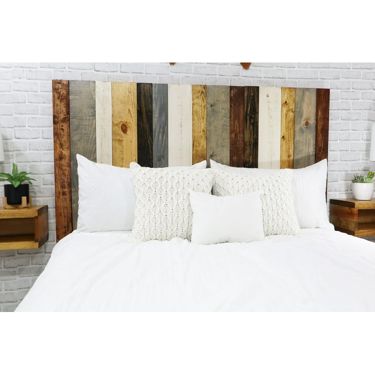 Barn Walls Rustic Mix Signature Design Multicolored Solid Wood Headboard Floating Panels Wall Mount Adjustable Height Easy Assembly Queen Size