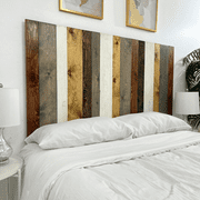 Twin Headboard, Rustic Design, Individual Solid Natural Wood Floating Panels, Adjustable Height, Wall Mounted, Compatible with any Bed Frame and Adjustable Beds, White Gray and Brown Wood Colors