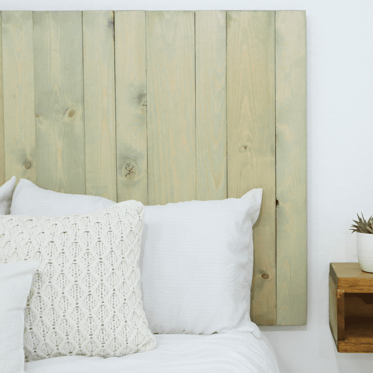Barn Walls Sage Green Headboard Cottage Design Solid Wood Headboard Floating Panels Wall Mount Adjustable Height Easy Assembly Queen Size