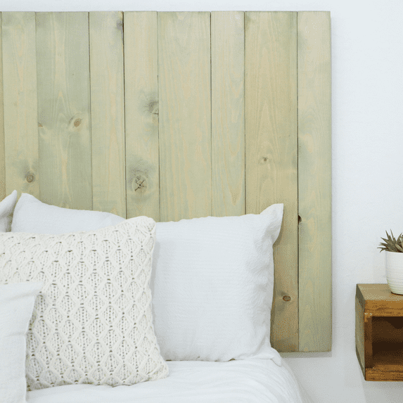 Barn Walls Sage Green Headboard, Cottage Design, Solid Wood Headboard, Floating Panels, Wall Mount, Adjustable Height, Easy Assembly, Queen Size