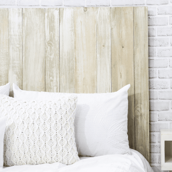 Barn Walls Sagewash Headboard, Farmhouse Design, Solid Wood Headboard, Floating Panels, Wall Mount, Adjustable Height, Easy Assembly, Queen Size