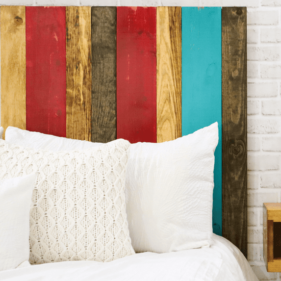 Barn Walls Sugar Mix Signature Design, Multicolored Solid Wood Headboard, Floating Panels, Wall Mount, Adjustable Height, Easy Assembly Full Size