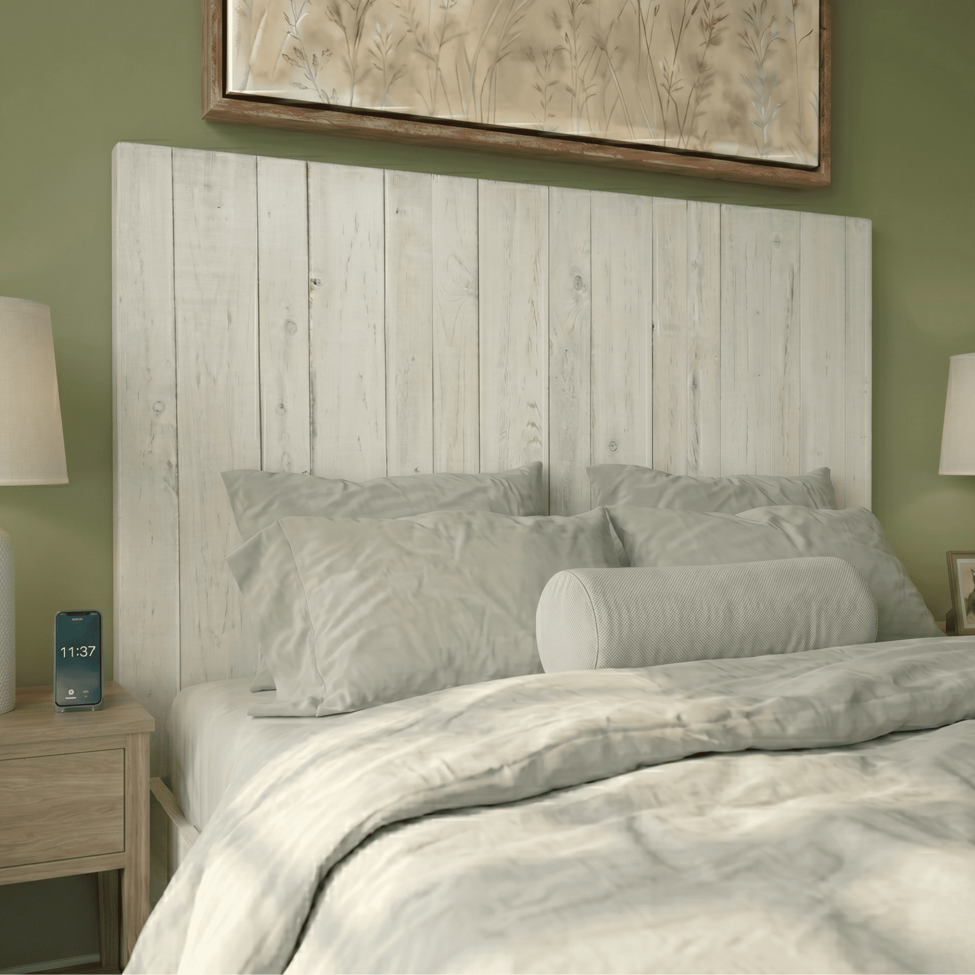 Barn Walls Solid Wood Headboard, Twin Size - White Coastline