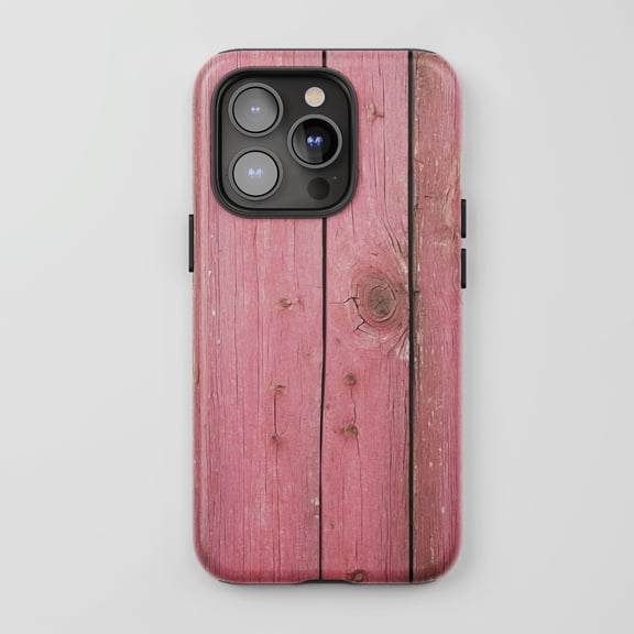 Barn Wood For All iPhone Series Tough Phone Case Rustic Weathered Pink