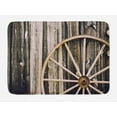 thumbnail image 1 of Barn Wood Wagon Wheel Bath Mat, Wooden Barn Door and Vintage Rusty Wheel Rustic Home Farm, Plush Bathroom Decor Mat with Non Slip Backing, 29.5" X 17.5", Black Brown, 1 of 2
