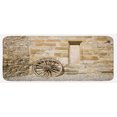 thumbnail image 1 of Barn Wood Wagon Wheel Kitchen Mat, Rural Facade with Old Wheel Traditional Country House, Plush Decorative Kitchen Mat with Non Slip Backing, 47" X 19", Brown Pale Brown, by Ambesonne, 1 of 1