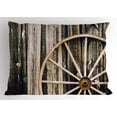 thumbnail image 1 of Barn Wood Wagon Wheel Pillow Sham Wooden Barn Door and Vintage Rusty Wheel Rustic Home Farm, Decorative Standard King Size Printed Pillowcase, 36 X 20 Inches, Black Pale Brown, by Ambesonne, 1 of 2