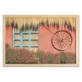 thumbnail image 1 of Barn Wood Wagon Wheel Wall Art with Frame, Country House in Ecuador Red Wall Window Summer Flowers Straw Roof, Printed Fabric Poster for Bathroom Living Room, 35" x 23", Multicolor, by Ambesonne, 1 of 2