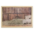 thumbnail image 1 of Barn Wood Wagon Wheel Wall Art with Frame, Rural Old Horse Stable Barn Interior Hay and Wood Planks Image Print, Printed Fabric Poster for Bathroom Living Room, 35" x 23", Brown Dust, by Ambesonne, 1 of 2
