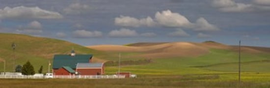 Barn and fields Palouse Colfax Washington State USA Canvas Art - Panoramic Images (36 x 12)