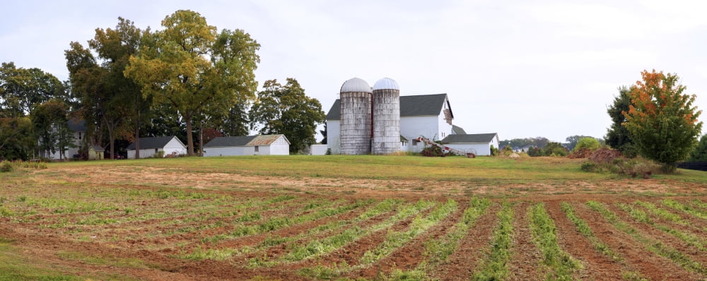 Barn and silo in a field Route 34 Colts Neck Township Monmouth County New Jersey USA Canvas Art - Panoramic Images (27 x 9)