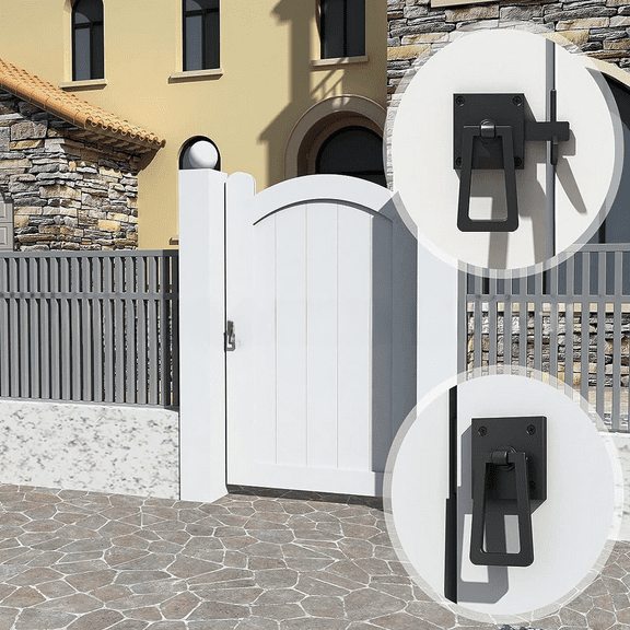 Black Aluminum Double-Sided Door Latch Heavy Duty Revolving Fence Gate Bolt