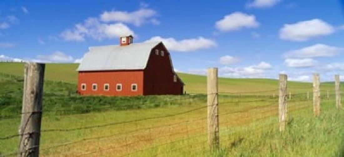 Barn in a field Canvas Art - Panoramic Images (15 x 7)