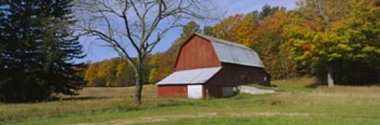 Barn in a field Sleeping Bear Dunes National Lakeshore Michigan USA Canvas Art - Panoramic Images (36 x 12)