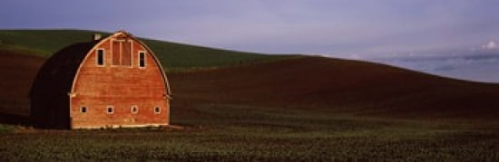 Barn in a field at sunset Palouse Whitman County Washington State USA Canvas Art - Panoramic Images (36 x 12)
