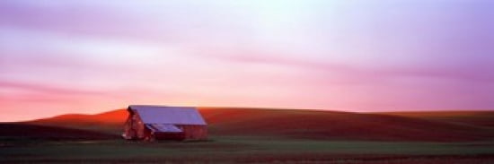 Barn in a field at sunset Palouse Whitman County Washington State USA Canvas Art - Panoramic Images (36 x 12)