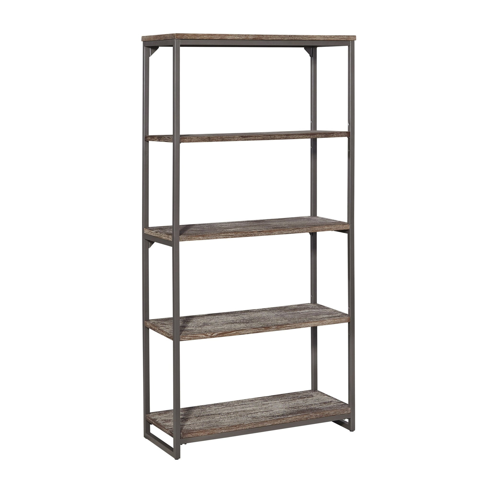 Adjustable Gray 5-Tier Industrial Shelf with Pine Veneers