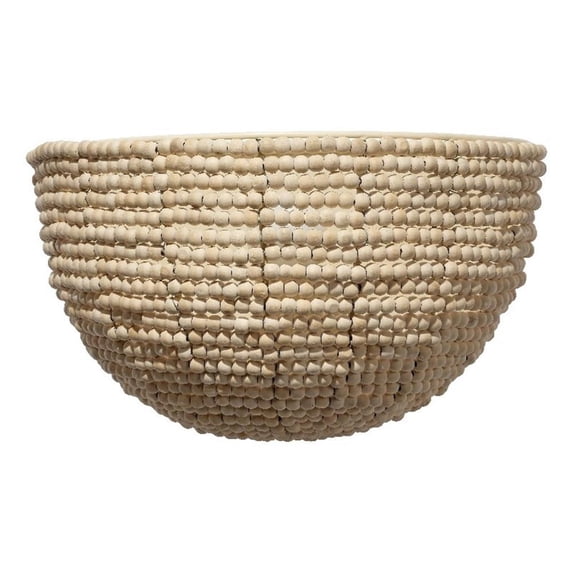Jamie Young Co Barnacle Beaded Demi Lune Sconce in Natural Wood Finish