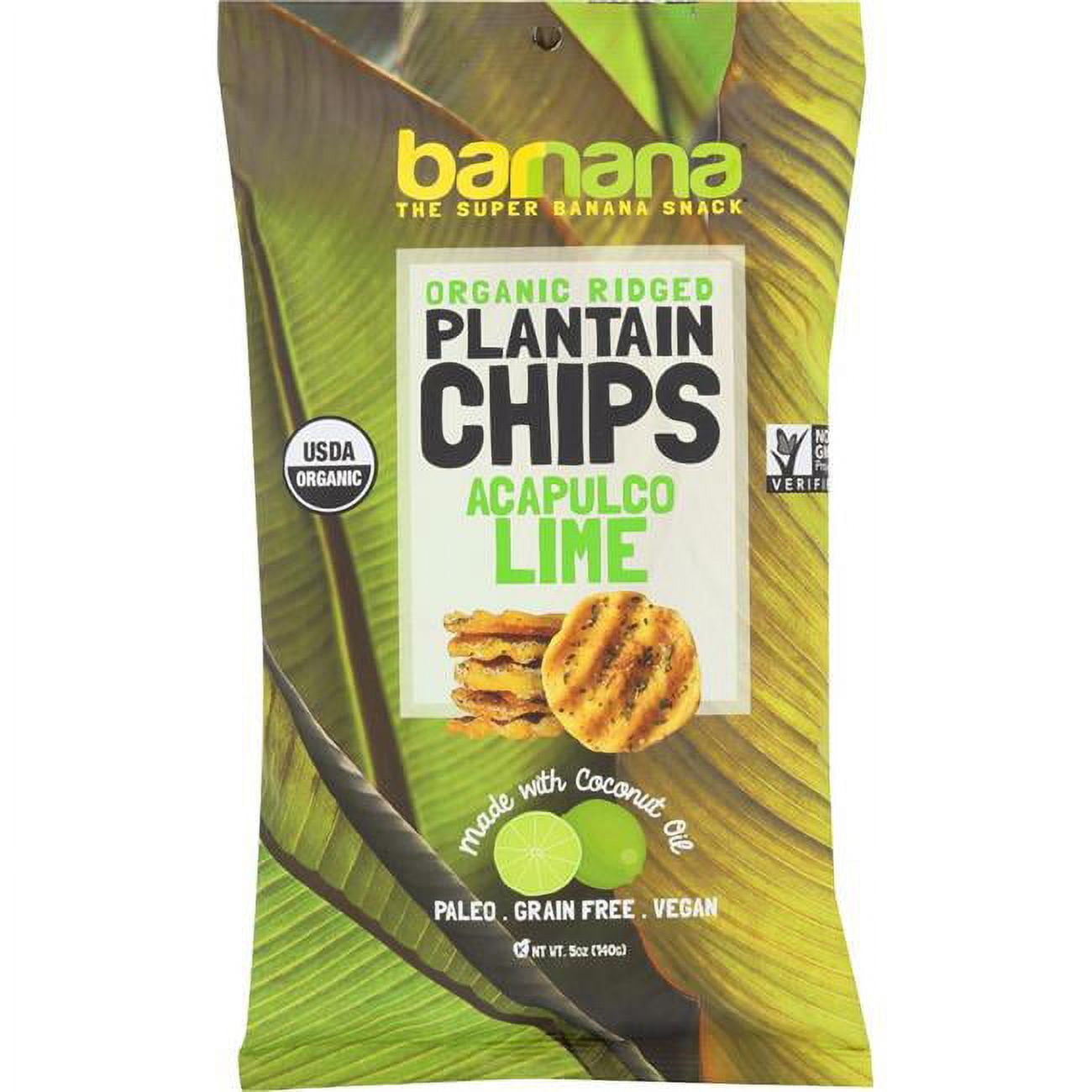 Barnana Acapulco Lime Plantain Chips, 5 oz Pack of 8