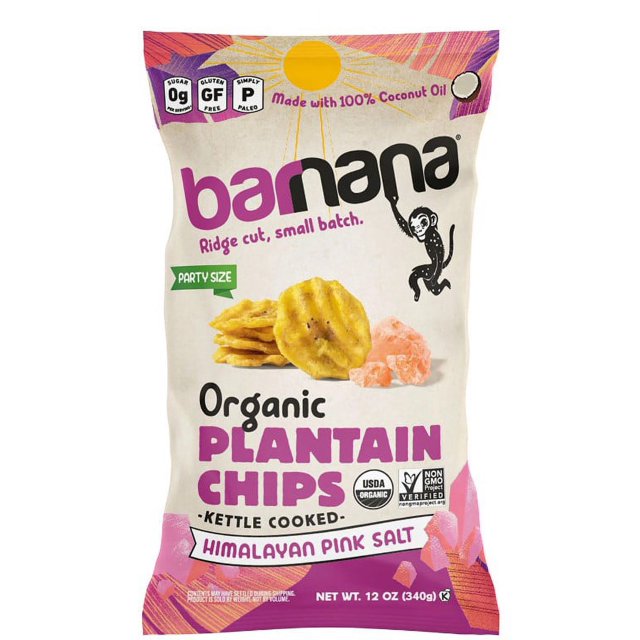Barnana Organic Plantain Chips, Himalayan Pink Salt, Party Size (12 oz
