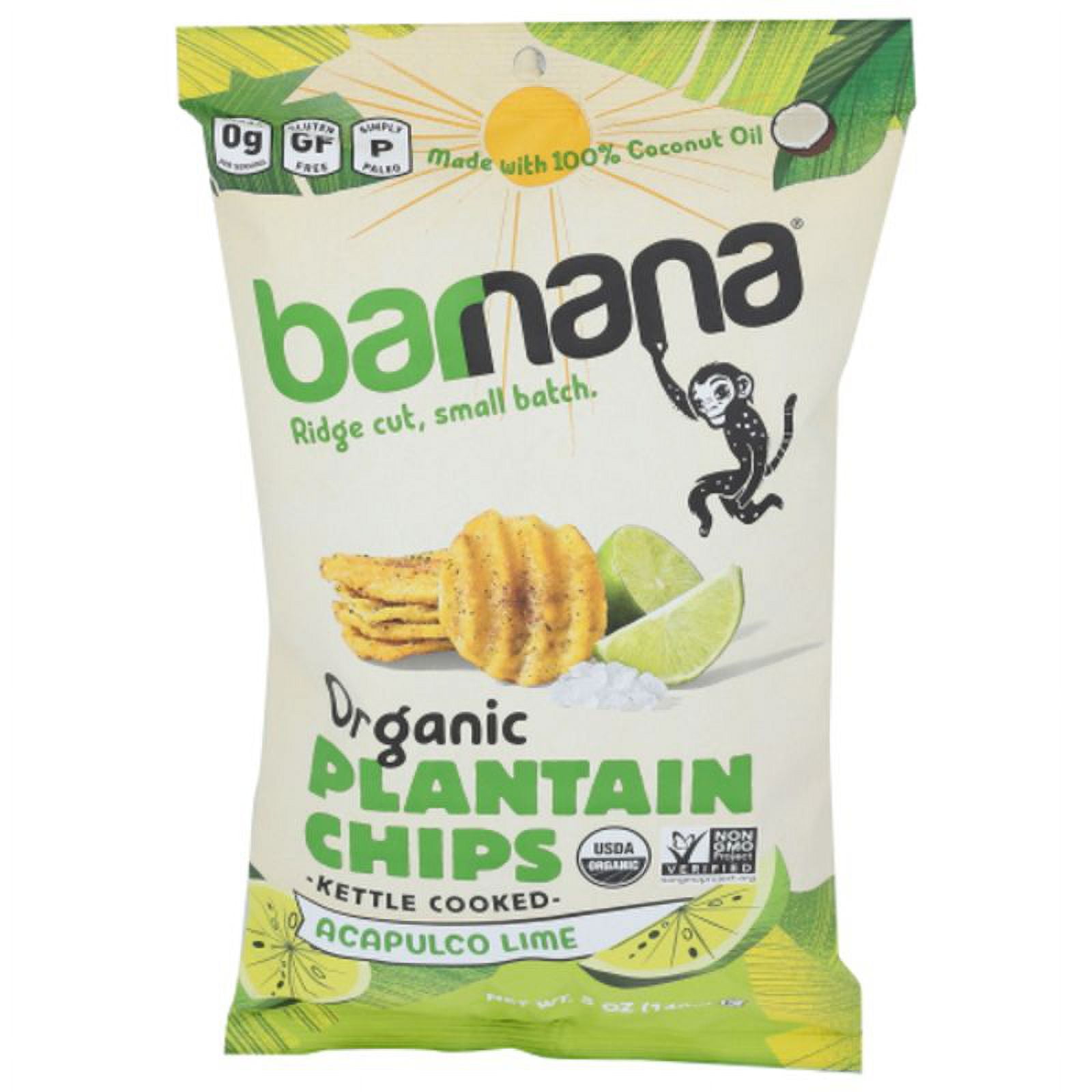 Barnana Organic Ridged Acapulco Lime Plantain Chips 5 oz Pack of 3