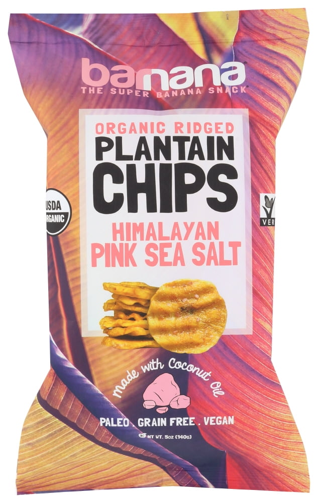 Barnana Organic Ridged Plantain Chips, Himalayan Pink Salt, 5 oz, (Pack of 6)