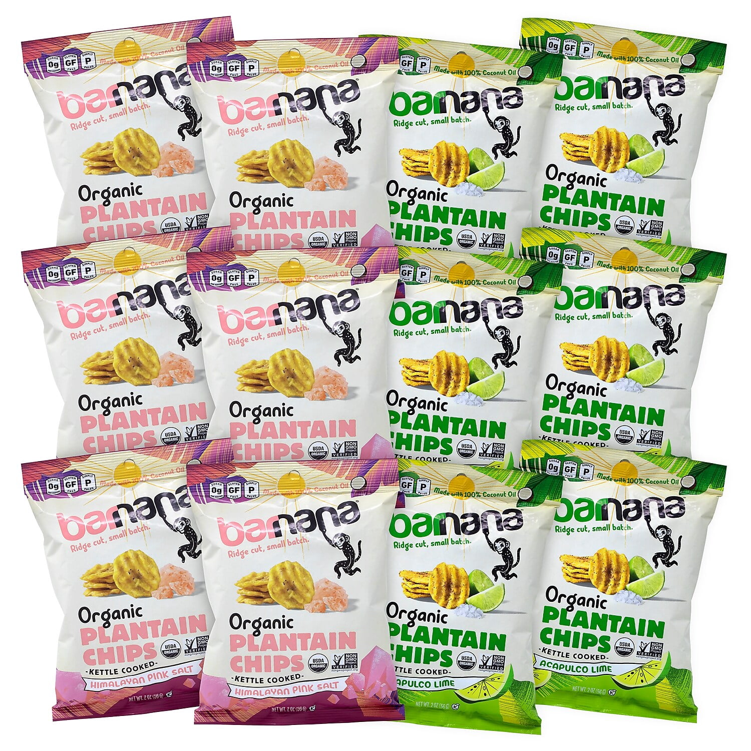 Barnana Plantain Chip Variety Pack, 2 Oz Bag, 12/Pack