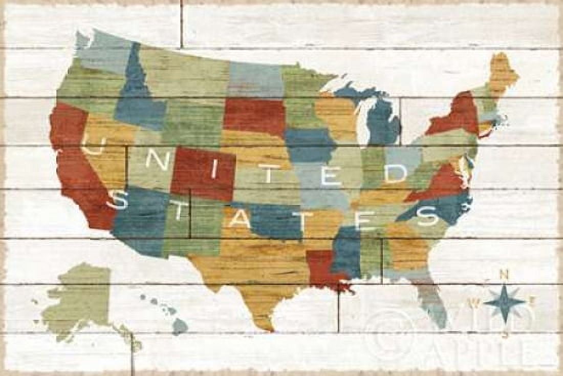 Barnboard Map Canvas Art - Sue Schlabach (12 x 18)