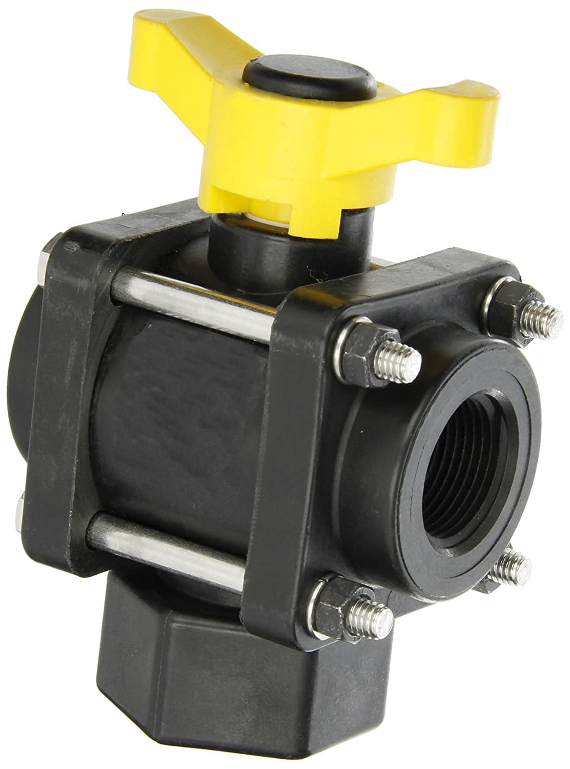 Banjo V150SL Polypropylene Side Load Ball Valve - 3-Way, Full Port, 1-1/2" NPT Female