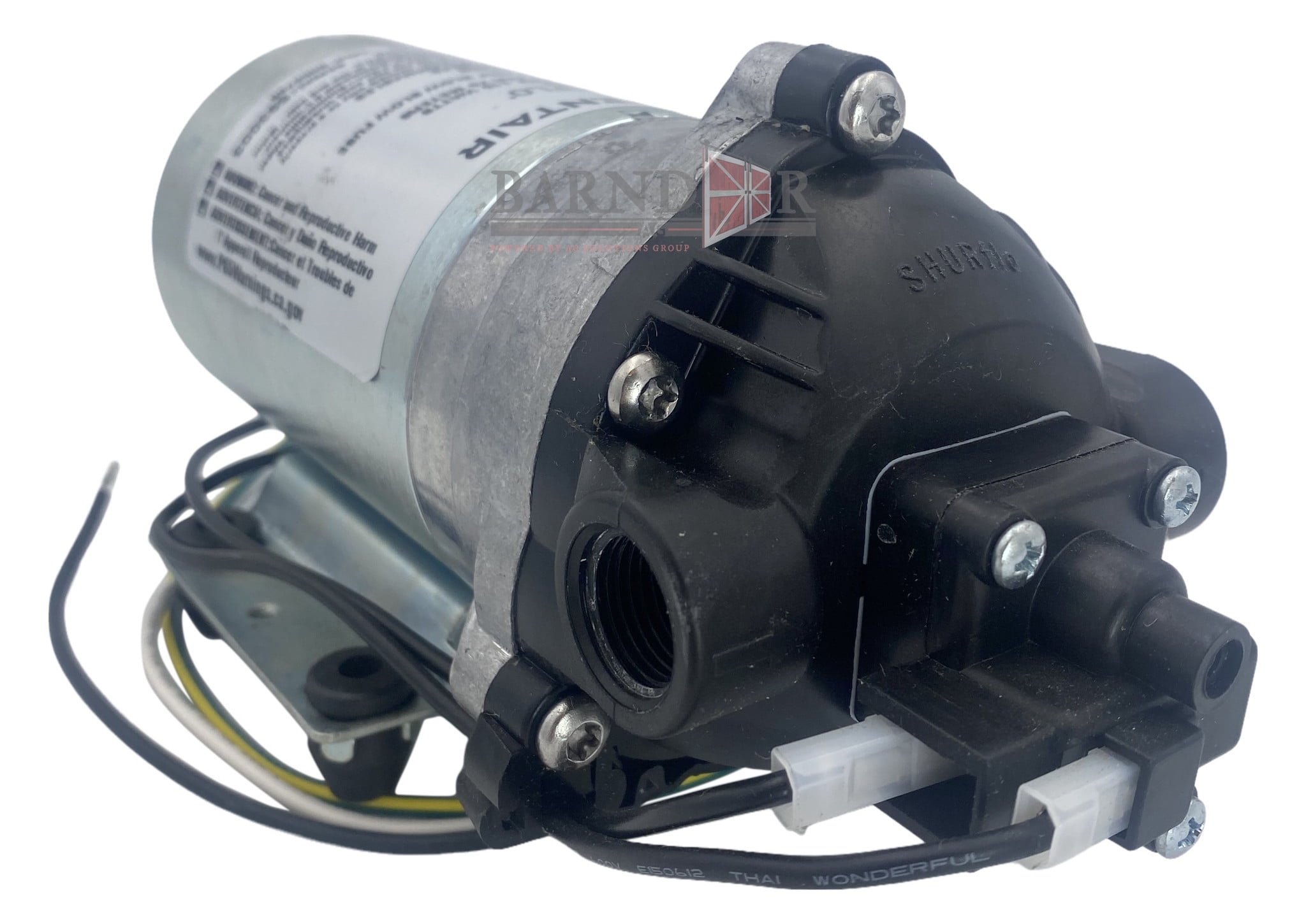 Shurflo 8000-812-288 Inline Diaphragm Water Pump, 115V, 1.4 GPM, 100 PSI, Chemical-Resistant, Self-Priming