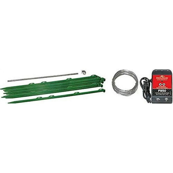Barndoor Ag Small Animal Electric Fence Kit - PW50 Fence Energizer, 10 Fence Posts, 210 Ft. Fence Wire | Garden Fencing Equipment