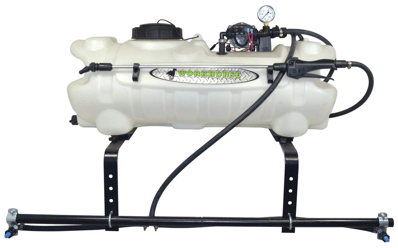 Barndoor Ag Workhorse ATV1502 15 Gallon ATV Economy Sprayer - Adjustable 2 Nozzle Boom Sprayer, 80 in. Coverage w/Handgun, 8 Ft. Wiring Harness, Battery Clips, Switch