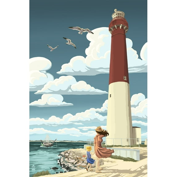 Barnegat Lighthouse, New Jeresy (24x36 Giclee Gallery Art Print, Vivid Textured Wall Decor)