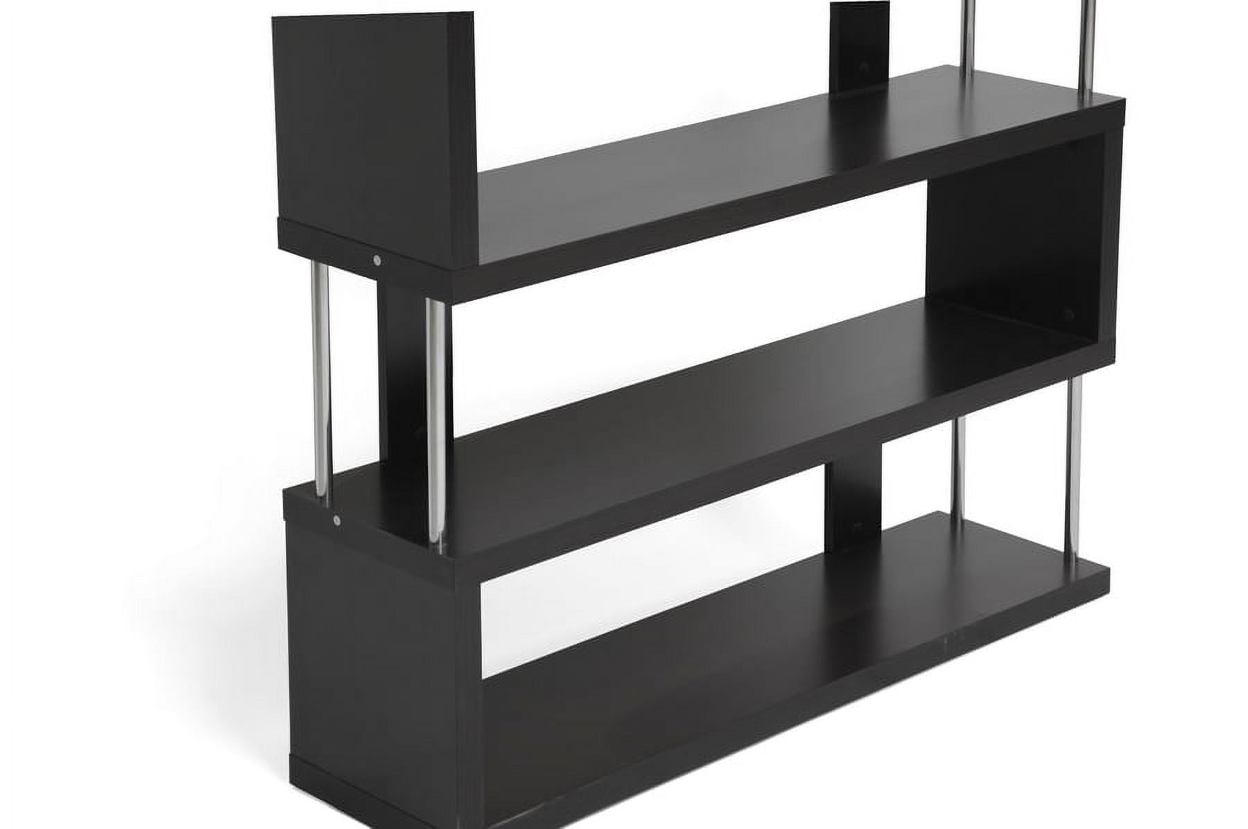 38.5" Dark Brown Faux Wood Modern Three Shelf Bookcase