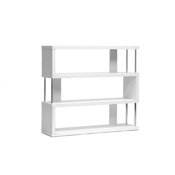 Barnes White 3-Shelf Modern Bookcase, White