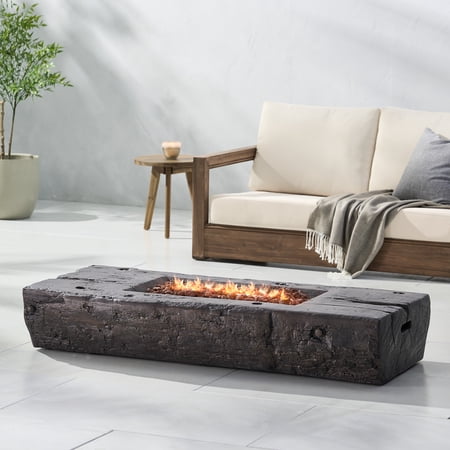 Barnes Lightweight Concrete Outdoor 40,000 BTU Wood Finish Fire Pit (No Tank Holder), Brown
