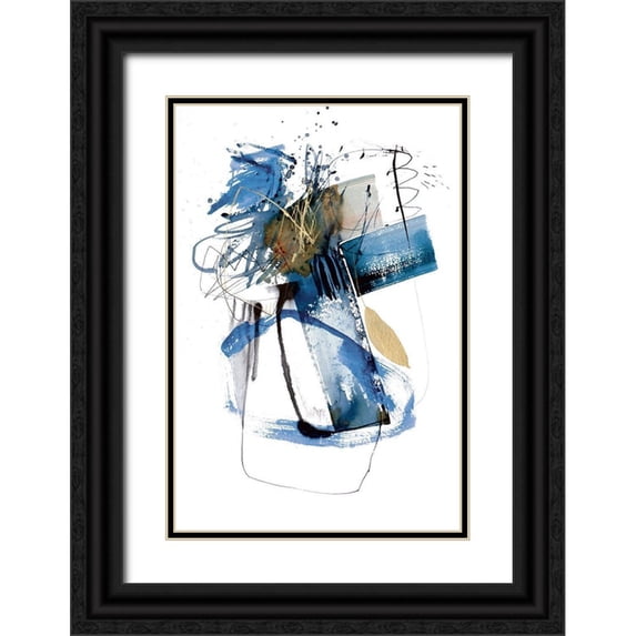 Barnes, Natasha 13x18 Black Ornate Wood Framed with Double Matting Museum Art Print Titled - Blue Buzz II