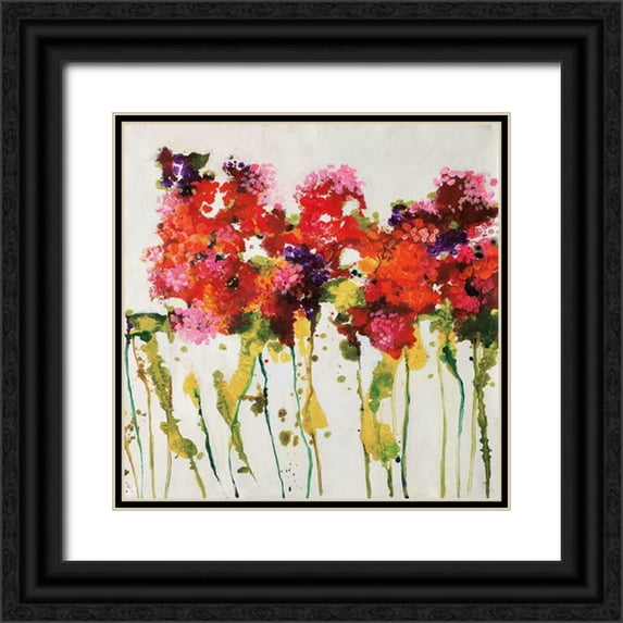 Barnes, Natasha 15x15 Black Ornate Wood Framed with Double Matting Museum Art Print Titled - Dandy Flowers I