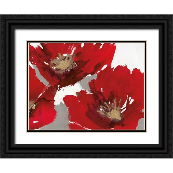 Barnes, Natasha 18x15 Black Ornate Wood Framed with Double Matting Museum Art Print Titled - Red Poppy Forrest II