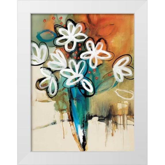 Barnes, Natasha 25x32 White Modern Wood Framed Museum Art Print Titled - Floral and Still Life Trance I