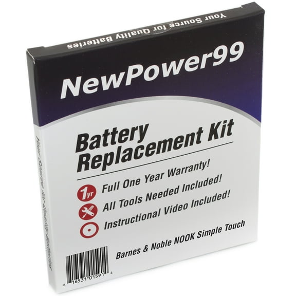 Barnes & Noble NOOK Simple Touch Battery Replacement Kit with Tools, Video Instructions, Extended Life Battery & Full One Year Warranty