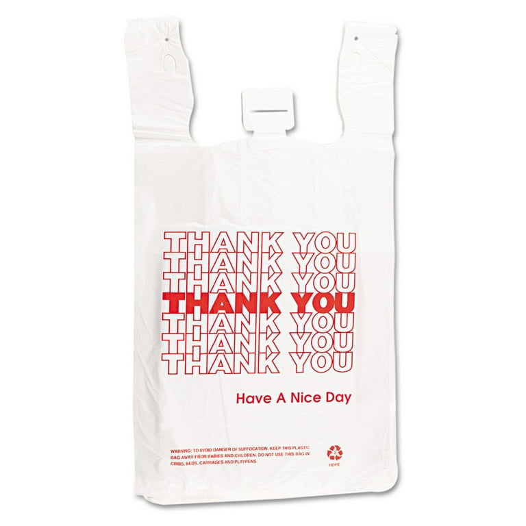 Plastic Thank-You T-Sack, 2 mil, 4 Plastic Thank-You T-Sack, 2 mil, 4