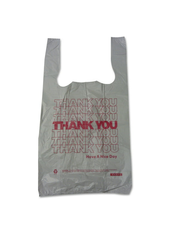 Barnes Paper Company Thank You High-Density Shopping Bags, 10w x 5d x 19h, White, 2000/Carton -BPC10519THYOU