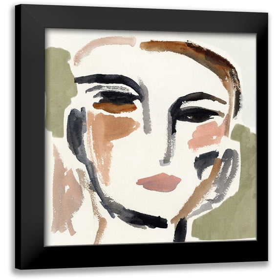 Barnes, Victoria 12x12 Black Modern Framed Museum Art Print Titled - Face Fragments III