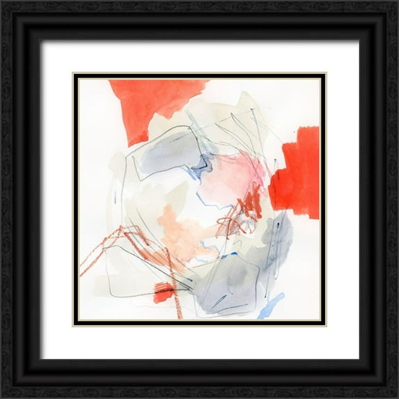 Barnes, Victoria 12x12 Black Ornate Wood Framed with Double Matting Museum Art Print Titled - Coral Swirl I