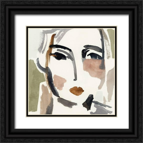 Barnes, Victoria 12x12 Black Ornate Wood Framed with Double Matting Museum Art Print Titled - Face Fragments IV
